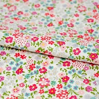 SINGER Pink Small Floral White Cotton Fabric
