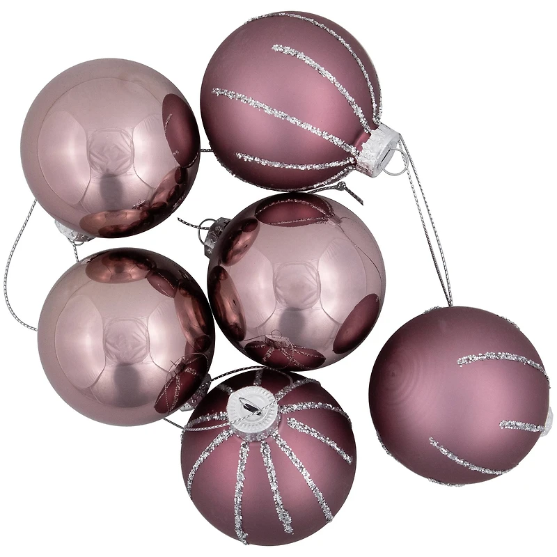 Shiny and Matte Christmas Glass Ball Ornaments - 2.25" (55mm) - Pink - 24ct