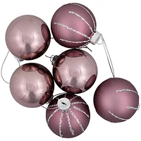 Shiny and Matte Christmas Glass Ball Ornaments - 2.25" (55mm) - Pink - 24ct