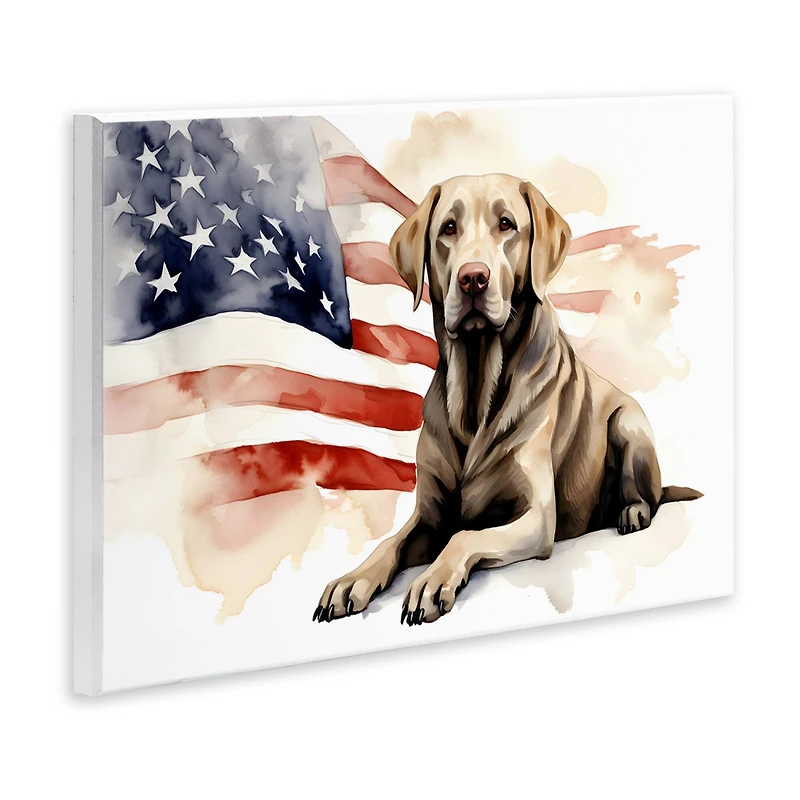 Stupell Industries Patriotic Dog with Flag Wall Plaque Art