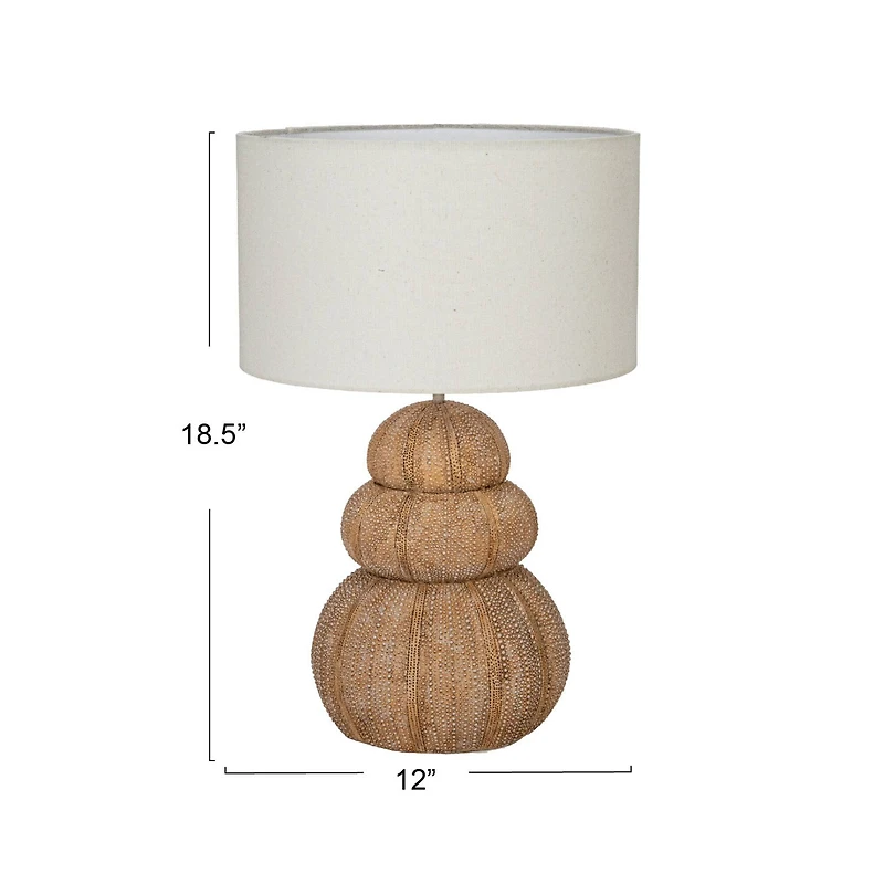 Hello Honey® 18.5" Beige Stacked Sea Urchin Table Lamp with Linen Shade, 2ct.