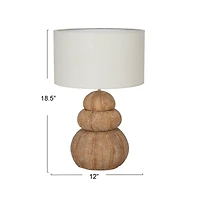 Hello Honey® 18.5" Beige Stacked Sea Urchin Table Lamp with Linen Shade, 2ct.