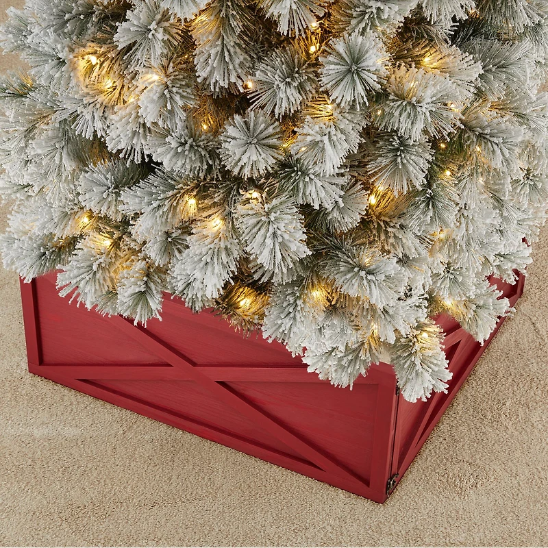 Glitzhome® 32" Red Wooden Tree Collar