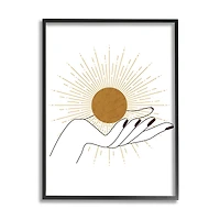 Stupell Industries Hand Holding Deco Inspired Sun with Rays in Frame Wall Art