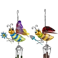 2.5ft. Pink & Green Bees Outdoor Garden Windchimes, 2ct.