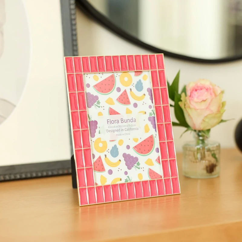 Flora Bunda 4" x 6" Double Brick Wall Zinc Alloy Picture Frame