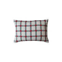 Hello Honey® 24" x 16" Embroidered Red & Green Plaid Lumbar Throw Pillow