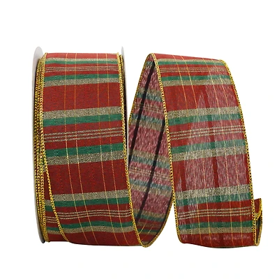 JAM Paper 2.5" x 50yd. Wired Mcqueen Plaid Ribbon