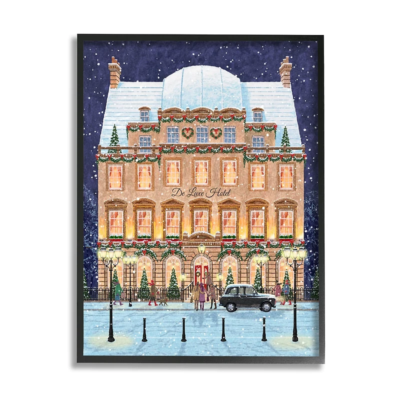 Stupell Industries Winter Hotel Christmas Festival Framed Giclee Art