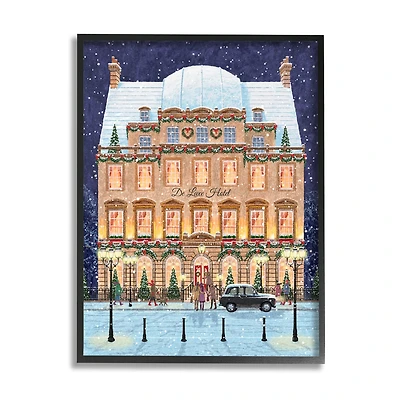 Stupell Industries Winter Hotel Christmas Festival Framed Giclee Art