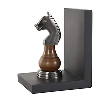 Decorative Dark Brown & Silver Chess Bookend Set
