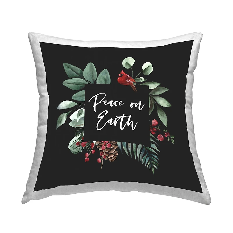 Stupell Industries Peace On Earth Cardinal & Foliage Throw Pillow