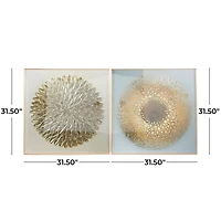 CosmoLiving by Cosmopolitan Gold Porcelain Scales Starburst Framed Wall Art with Gold Aluminum Frame Set of 2 32", 32"