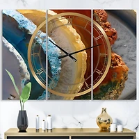 Designart Fashion Mineral Slice XV 3 Panel Large Wall Clock