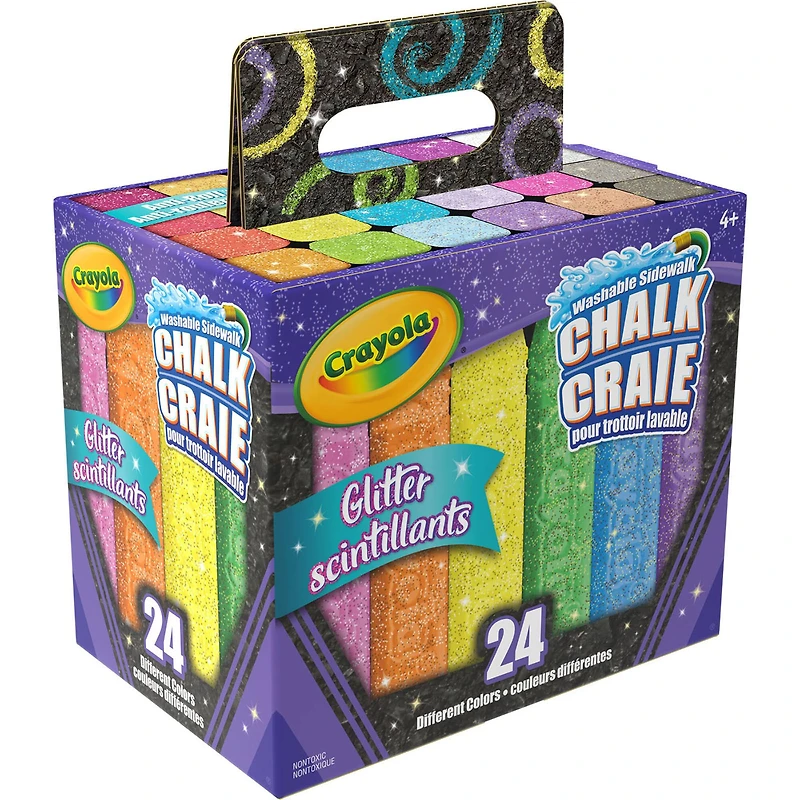 Crayola® Washable Glitter Sidewalk Chalk, 3 Packs of 24