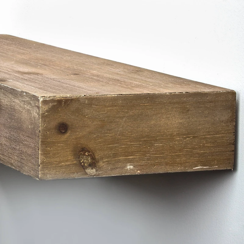 Small Walnut Brown Rustic Wood Floating Wall Shelf