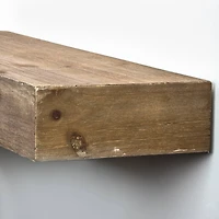 Small Walnut Brown Rustic Wood Floating Wall Shelf