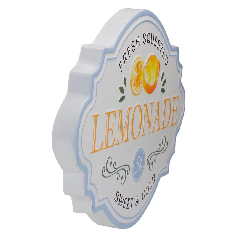 15.25" Yellow & Blue Metal Fresh Squeezed Lemonade Sign Spring Wall Décor