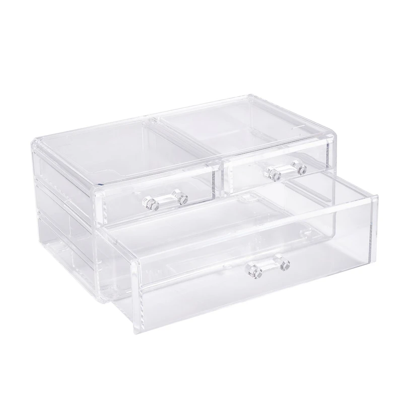 Cecilia Tech 9.5" Clear Stackable 3-Drawer Jewelry Box