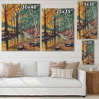 Designart - Landscape With River In Autumn Forest Sunset