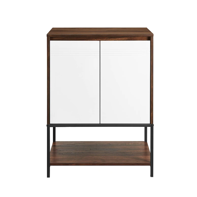 Walker Edison Dark Walnut/White 2 Door Accent Cabinet