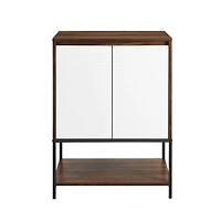 Walker Edison Dark Walnut/White 2 Door Accent Cabinet