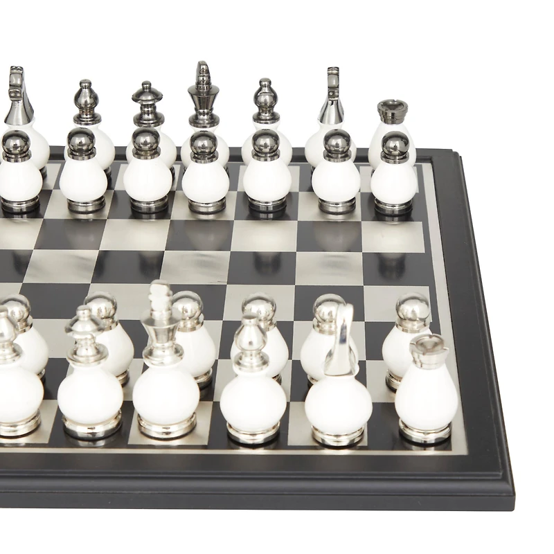 Black Aluminum Contemporary Game Set, 16" x 16" x 4"