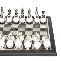 Black Aluminum Contemporary Game Set, 16" x 16" x 4"