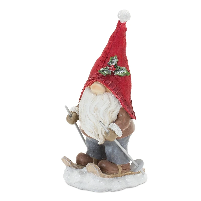 7" Winter Gnome on Skis Figurine Set