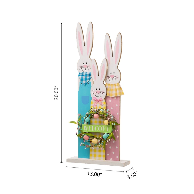 Glitzhome® 30" Easter Wooden Bunny Family Standing Décor