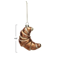 Hello Honey® 4.5" Copper Croissant Glitter Glass Ornament