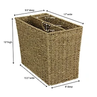 Household Essentials 17" Seagrass Wide Side by Side Magazine Rack