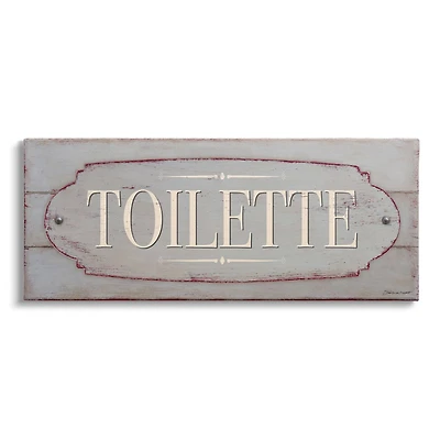 Stupell Industries Rustic Toilette Sign French Farmhouse Traditional Grain Pattern Canvas Wall Art