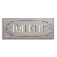 Stupell Industries Rustic Toilette Sign French Farmhouse Traditional Grain Pattern Canvas Wall Art