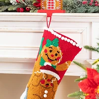 Glitzhome® 21"L Hooked Christmas Gingerbread Man Stocking