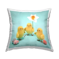 Stupell Industries Spring Chicks with Daffodil Decorative Printed Throw Pillow