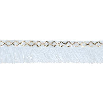 1.375" White & Gold Tassel Fringe Trim by Celebrate It®