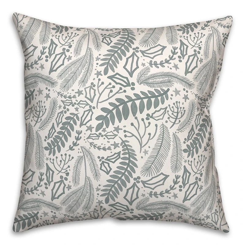 Green Winter Pattern 18" x 18" Throw Pillow