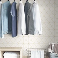 Wallpops White & Gold Get In Line Peel & Stick Wallpaper