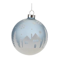 4" Frosted Forest & Village Glass Ball Ornament Set