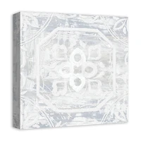 White Textured Medallion I 16" x 16" Canvas Wall Art