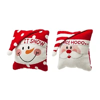 Glitzhome® Hooked 3D Santa & Snowman Pillow