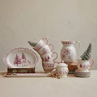 Hello Honey® 2qt. Pink & Cream Snowflake Stoneware Pitcher