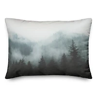 Foggy Green Mountain Throw Pillow