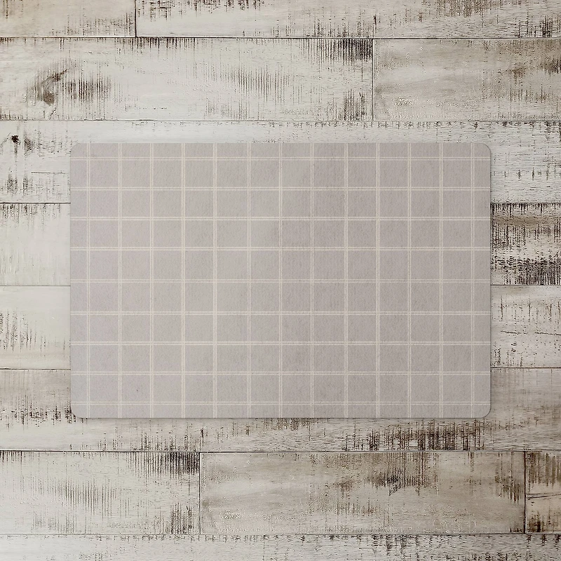 Gray & White Check Floor Mat