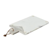 Hello Honey® 16" Gray and White Boho 2-Tone Marble Charcuterie or Cutting Board with Brass Inlay and Leather Tie