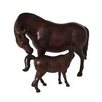 Dark Brown Horse Mom & Baby Sculpture 