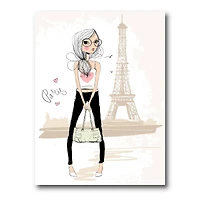 Designart - Cute Girl By The Tour Eiffel In Paris