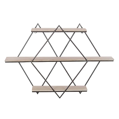 Brown Wood Contemporary Wall Shelf, 20" x 30" x 7"