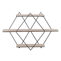 Brown Wood Contemporary Wall Shelf, 20" x 30" x 7"
